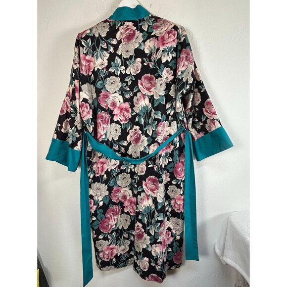 Isadora by Aristeo Womens Floral Kimono Robe Black Red Blue Belted Soft Lounge - Picture 2 of 9